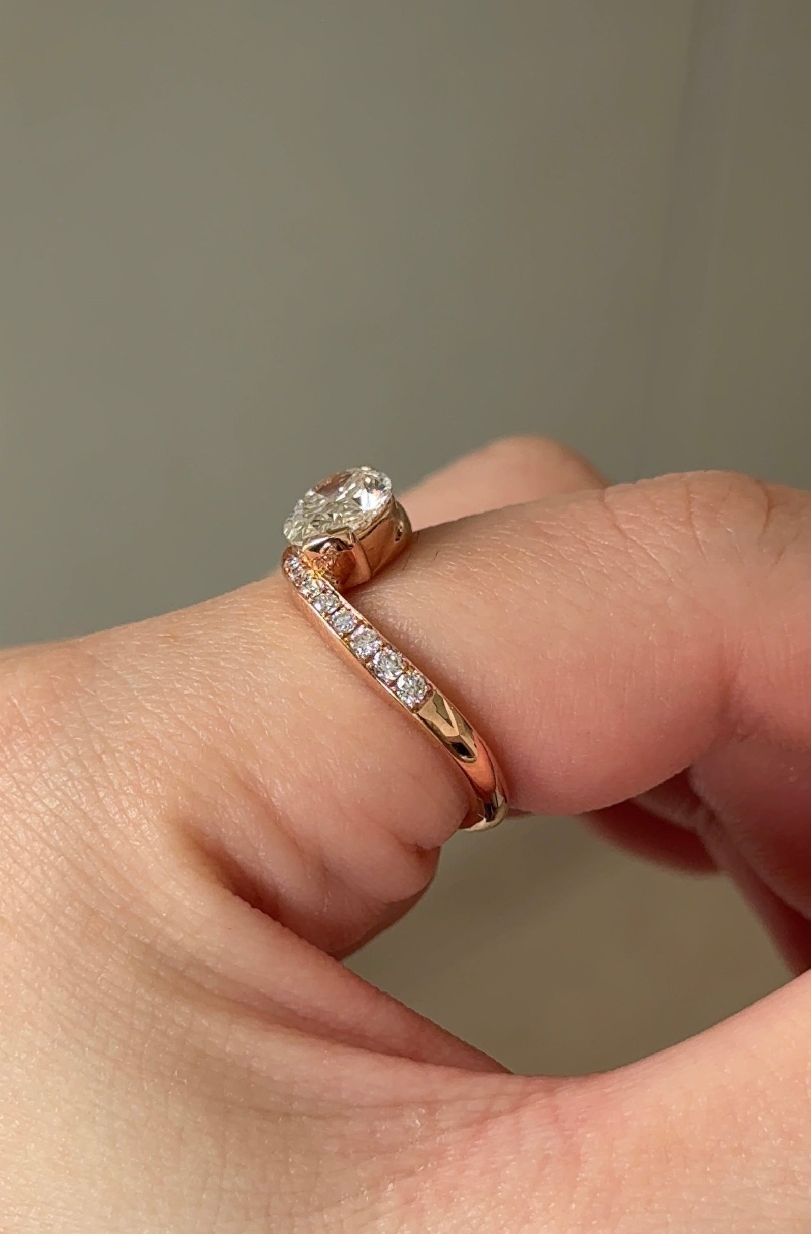 Marquise Shaped Three Stone Lab Grown Diamond Engagement Ring