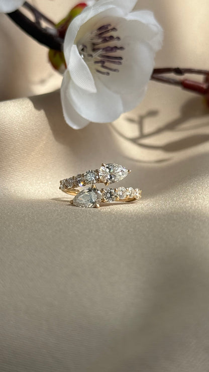 Marquise Shaped Three Stone Lab Grown Diamond Engagement Ring