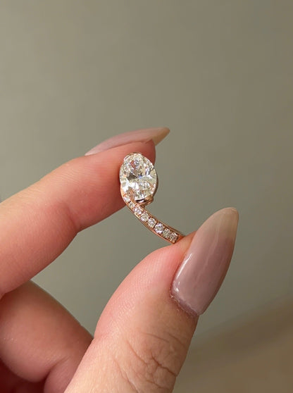 Marquise Shaped Three Stone Lab Grown Diamond Engagement Ring