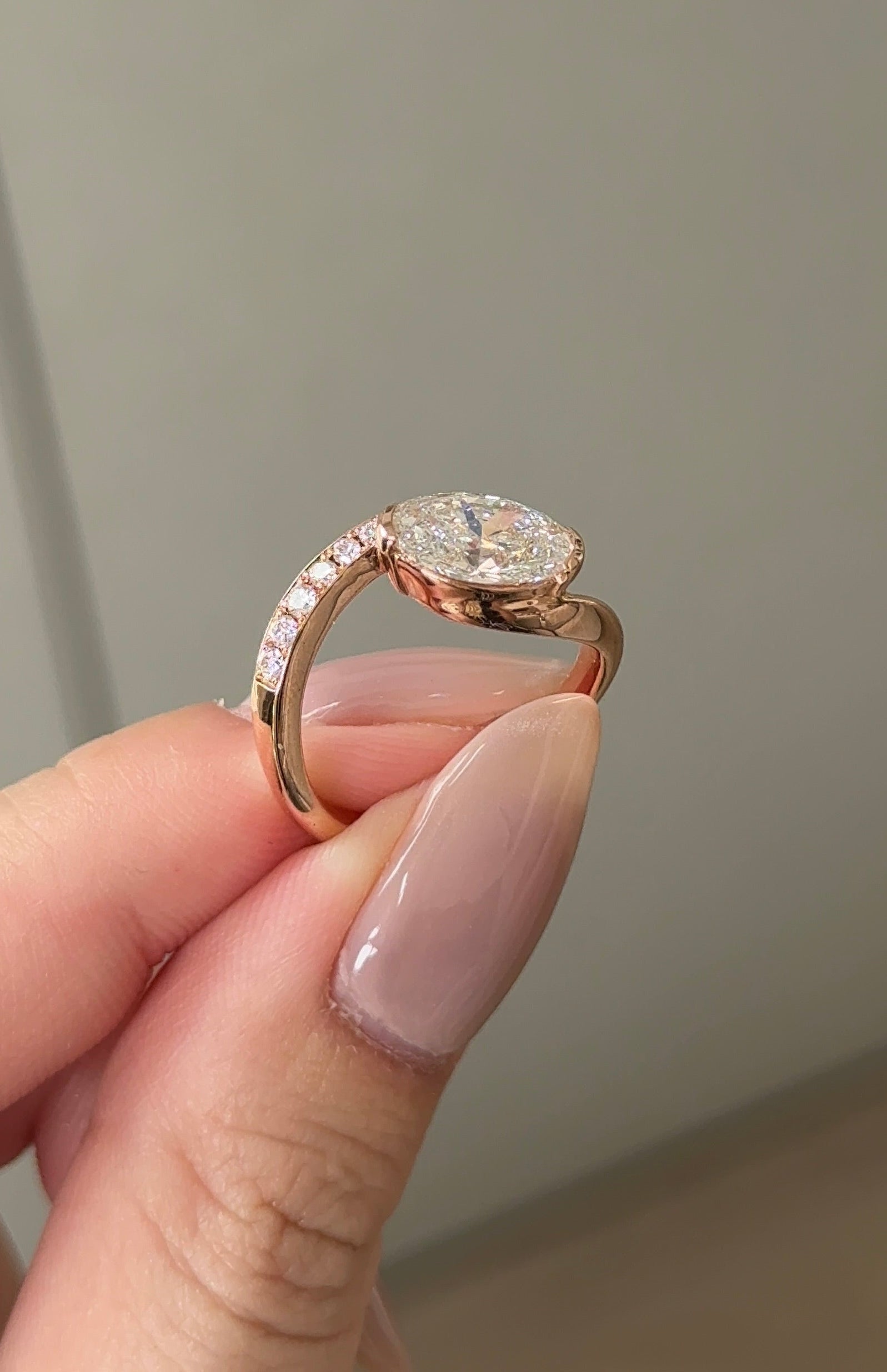 Marquise Shaped Three Stone Lab Grown Diamond Engagement Ring