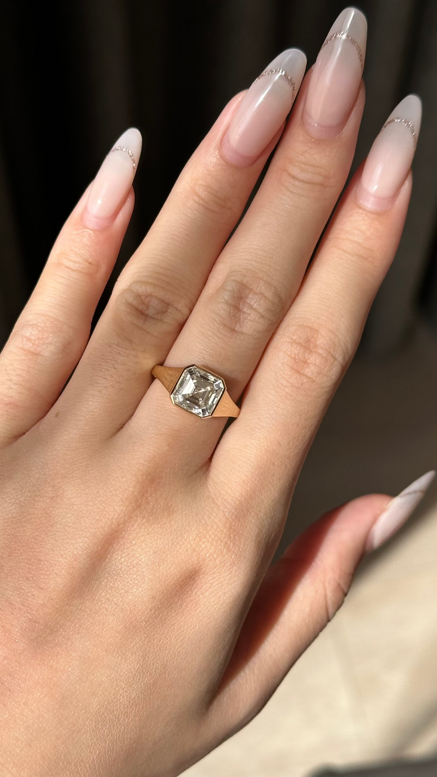 Marquise Shaped Three Stone Lab Grown Diamond Engagement Ring