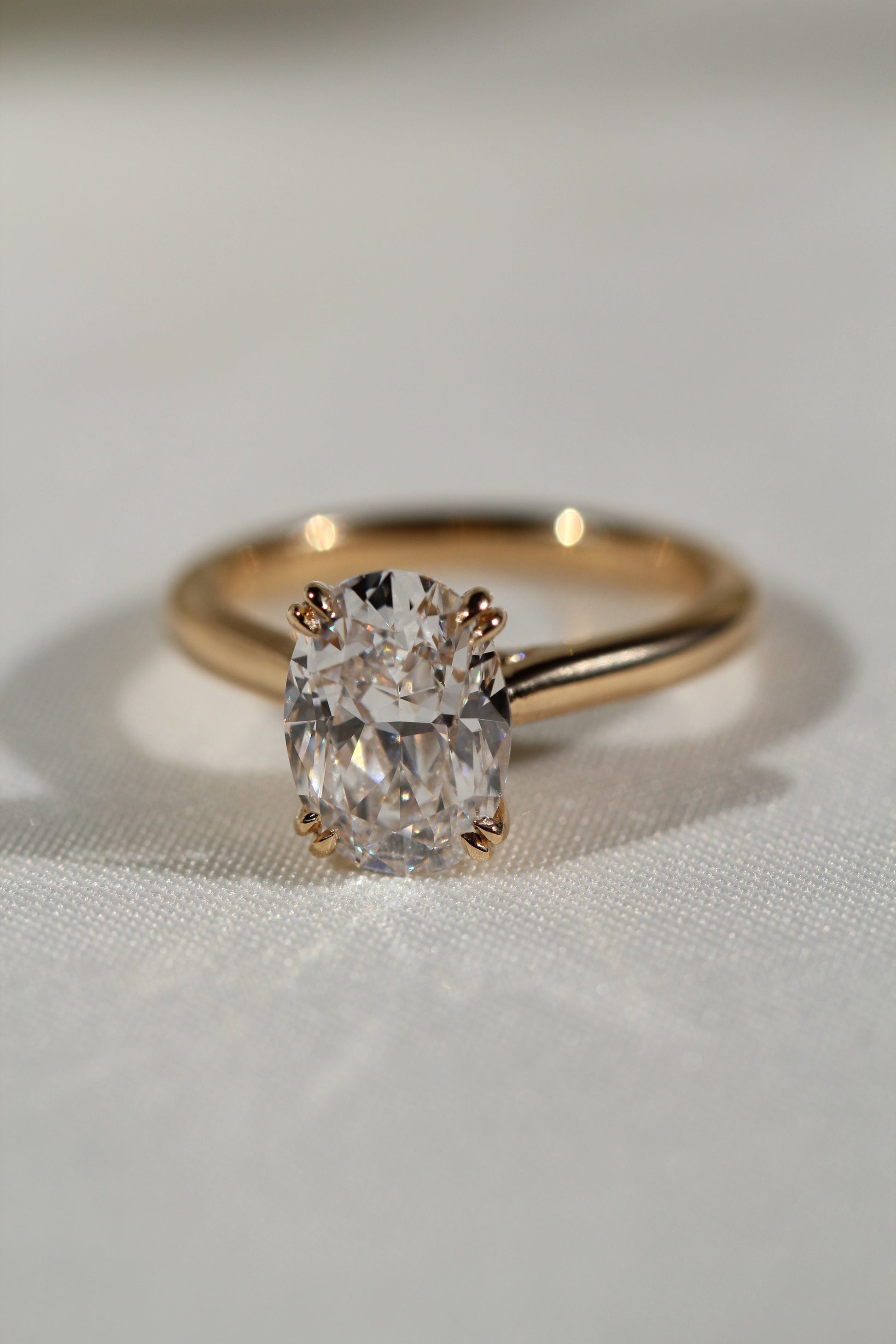 Marquise Shaped Three Stone Lab Grown Diamond Engagement Ring