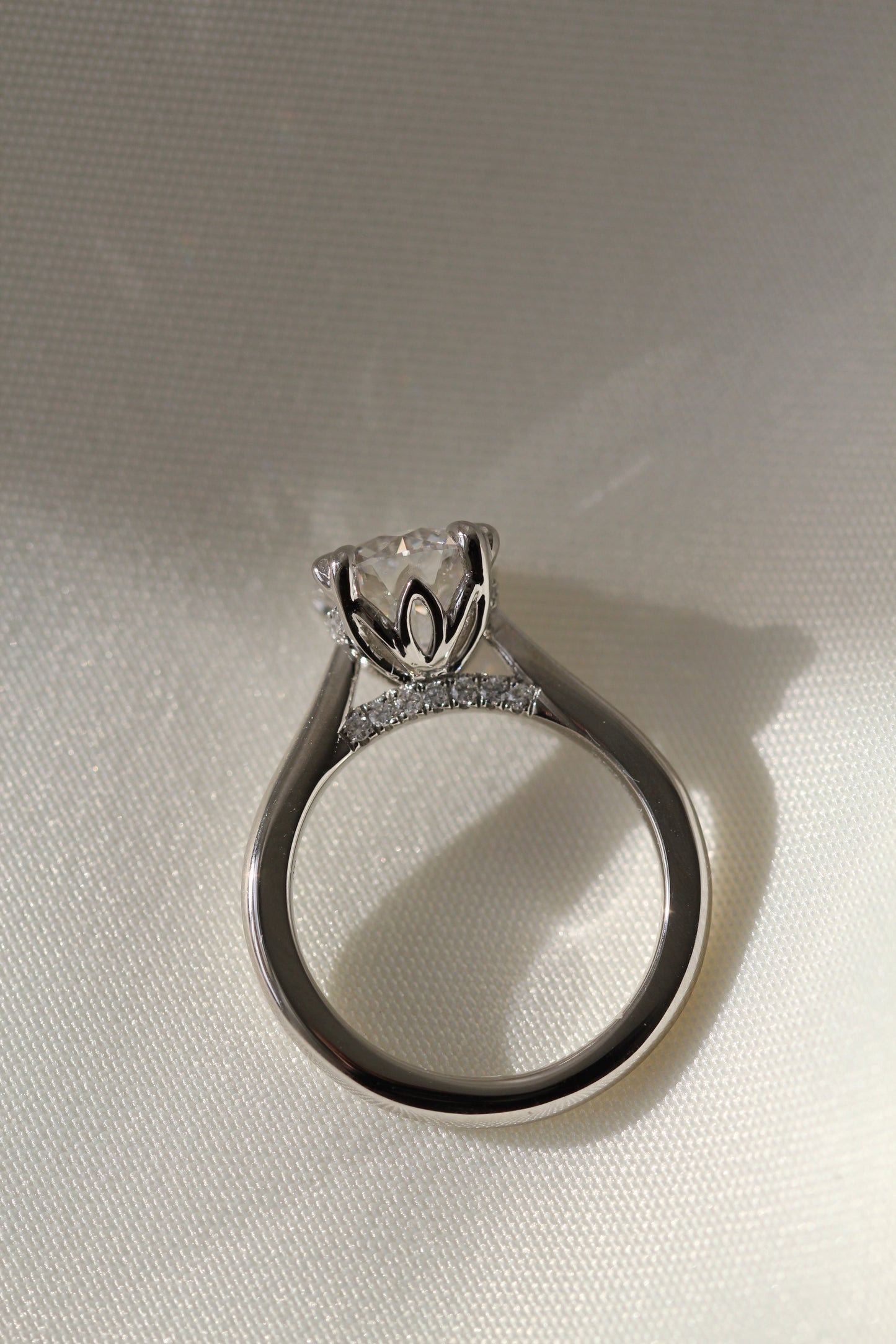 Marquise Shaped Three Stone Lab Grown Diamond Engagement Ring