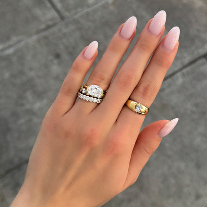 Marquise Shaped Three Stone Lab Grown Diamond Engagement Ring