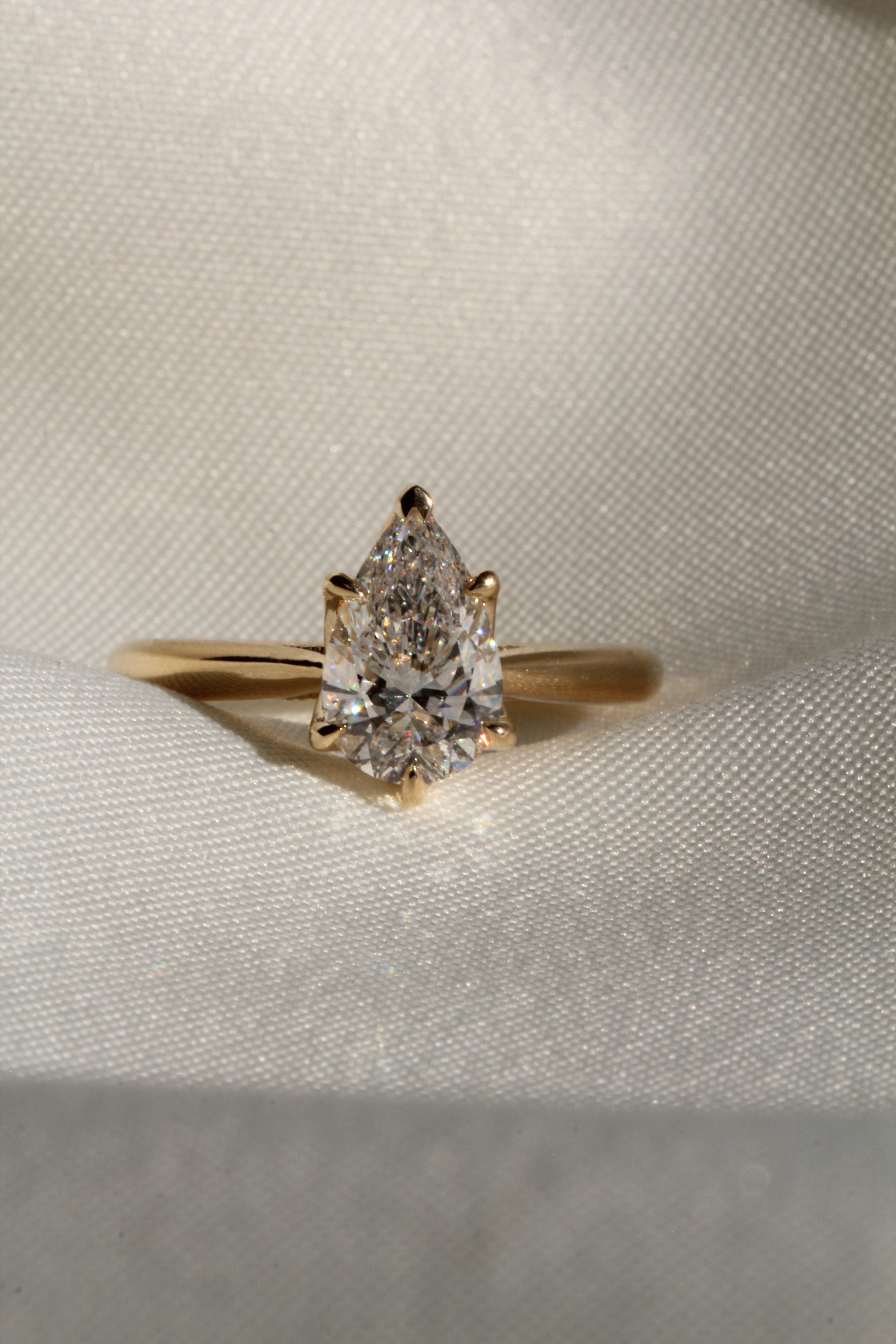 Marquise Shaped Three Stone Lab Grown Diamond Engagement Ring