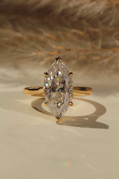 Marquise Shaped Three Stone Lab Grown Diamond Engagement Ring