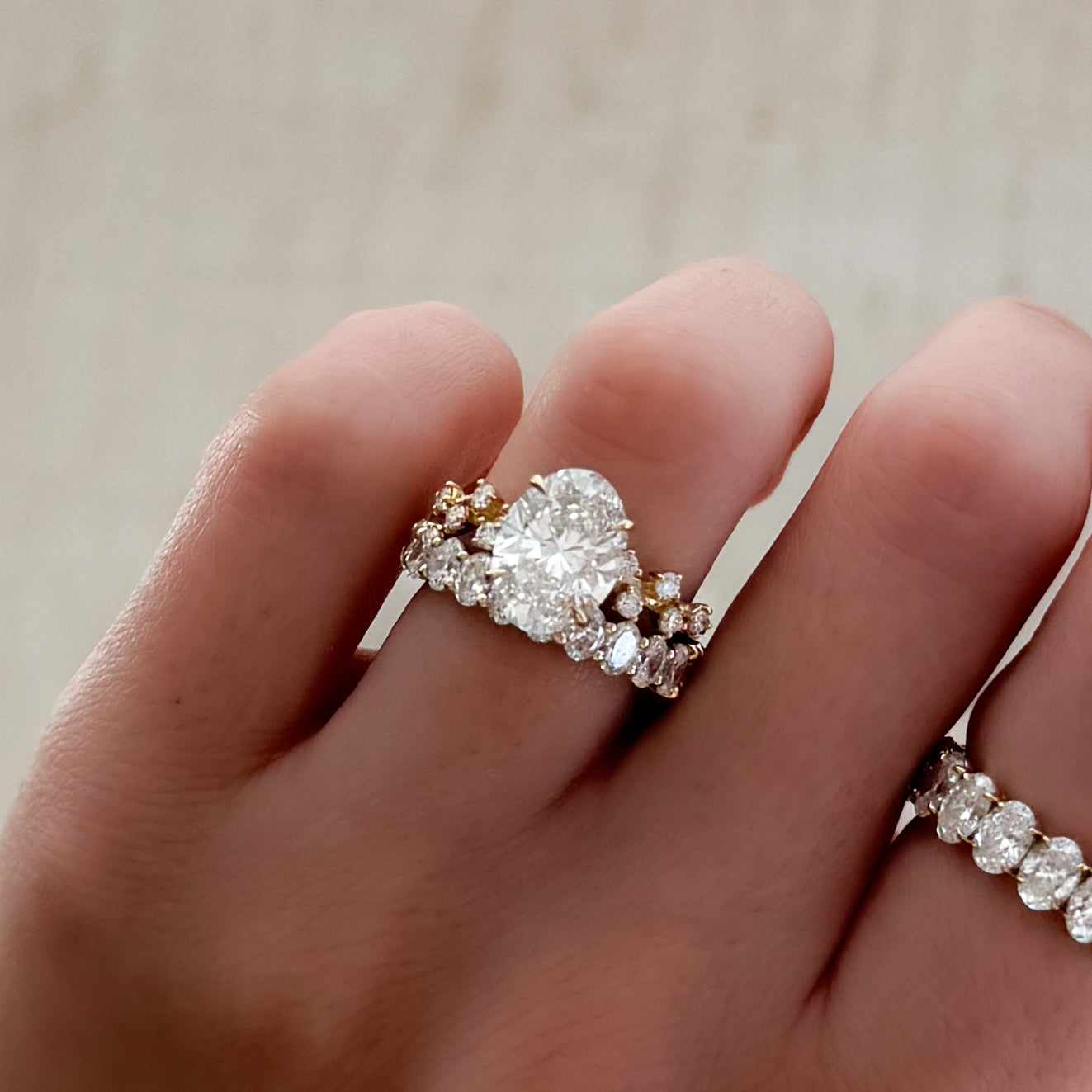 Marquise Shaped Three Stone Lab Grown Diamond Engagement Ring