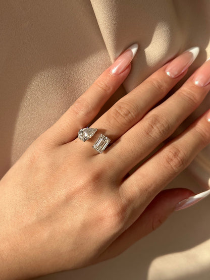 Marquise Shaped Three Stone Lab Grown Diamond Engagement Ring