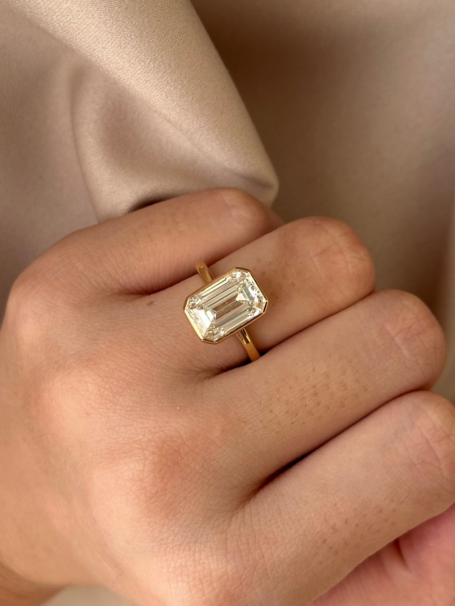 Marquise Shaped Three Stone Lab Grown Diamond Engagement Ring