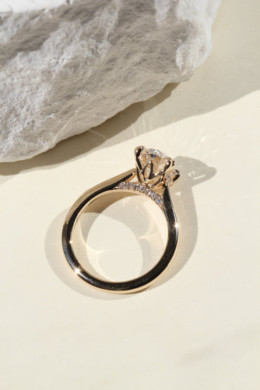 Marquise Shaped Three Stone Lab Grown Diamond Engagement Ring