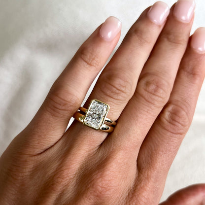 Marquise Shaped Three Stone Lab Grown Diamond Engagement Ring