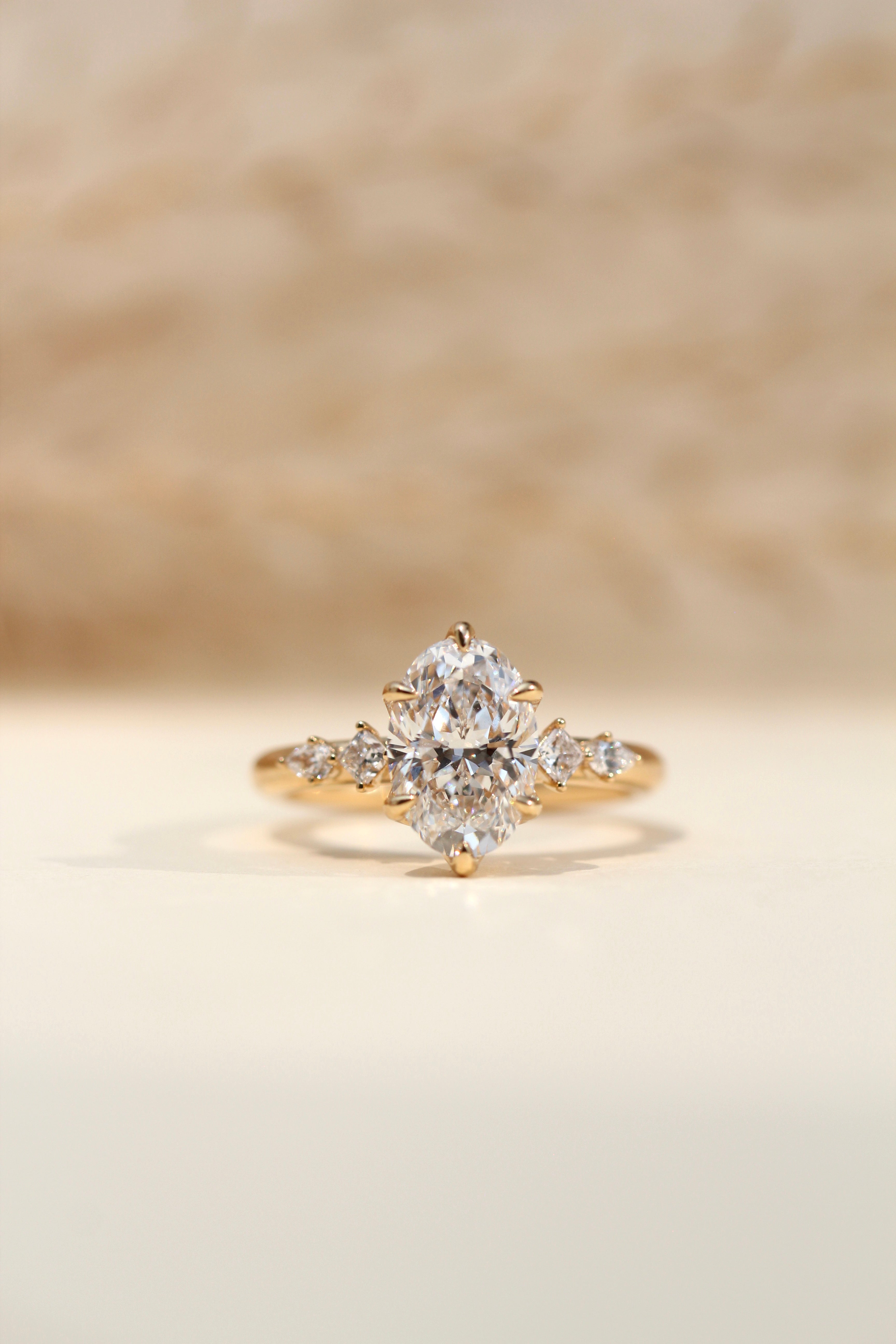 Marquise Shaped Three Stone Lab Grown Diamond Engagement Ring