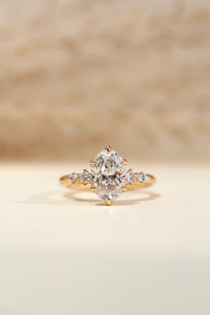Marquise Shaped Three Stone Lab Grown Diamond Engagement Ring