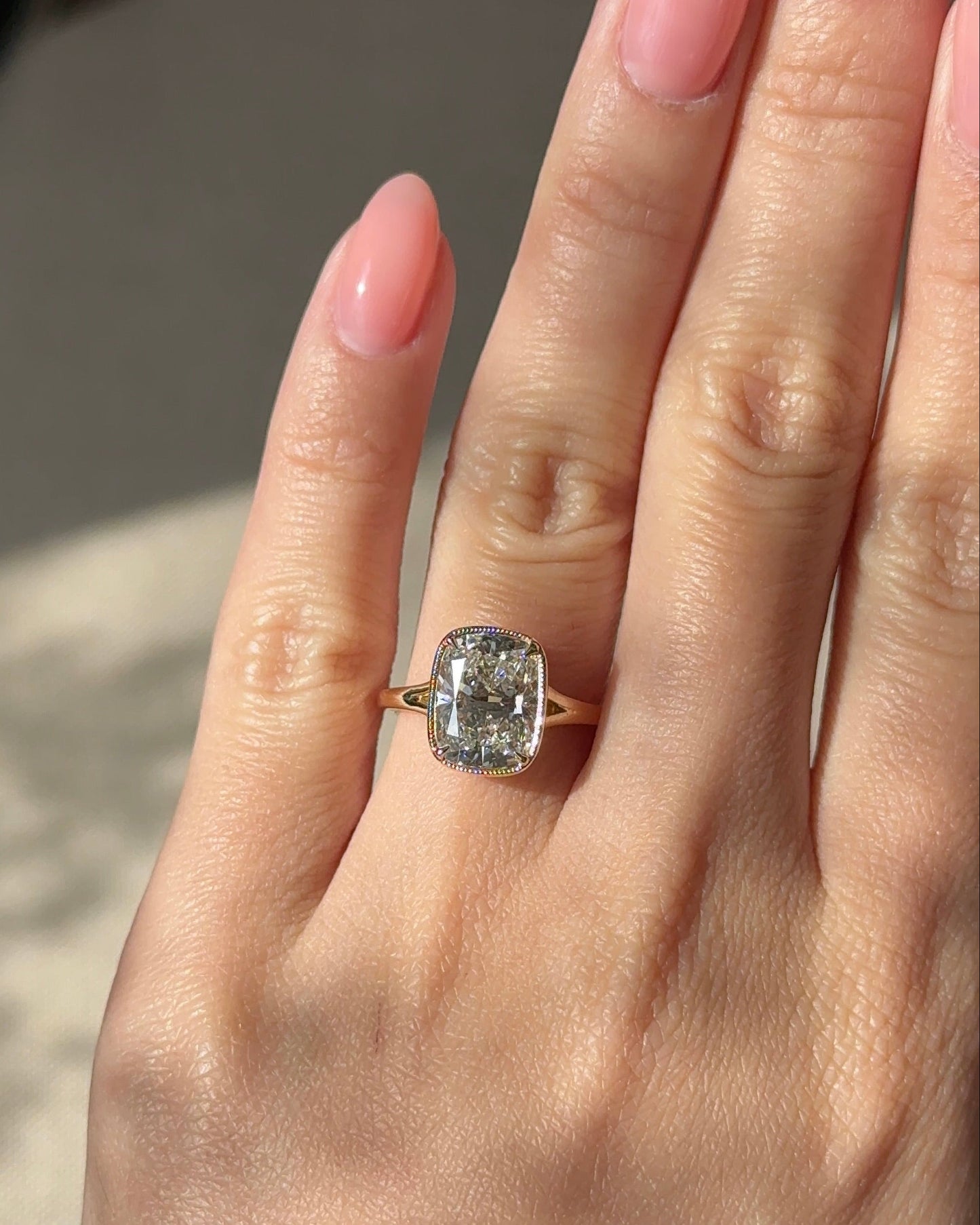 Marquise Shaped Three Stone Lab Grown Diamond Engagement Ring