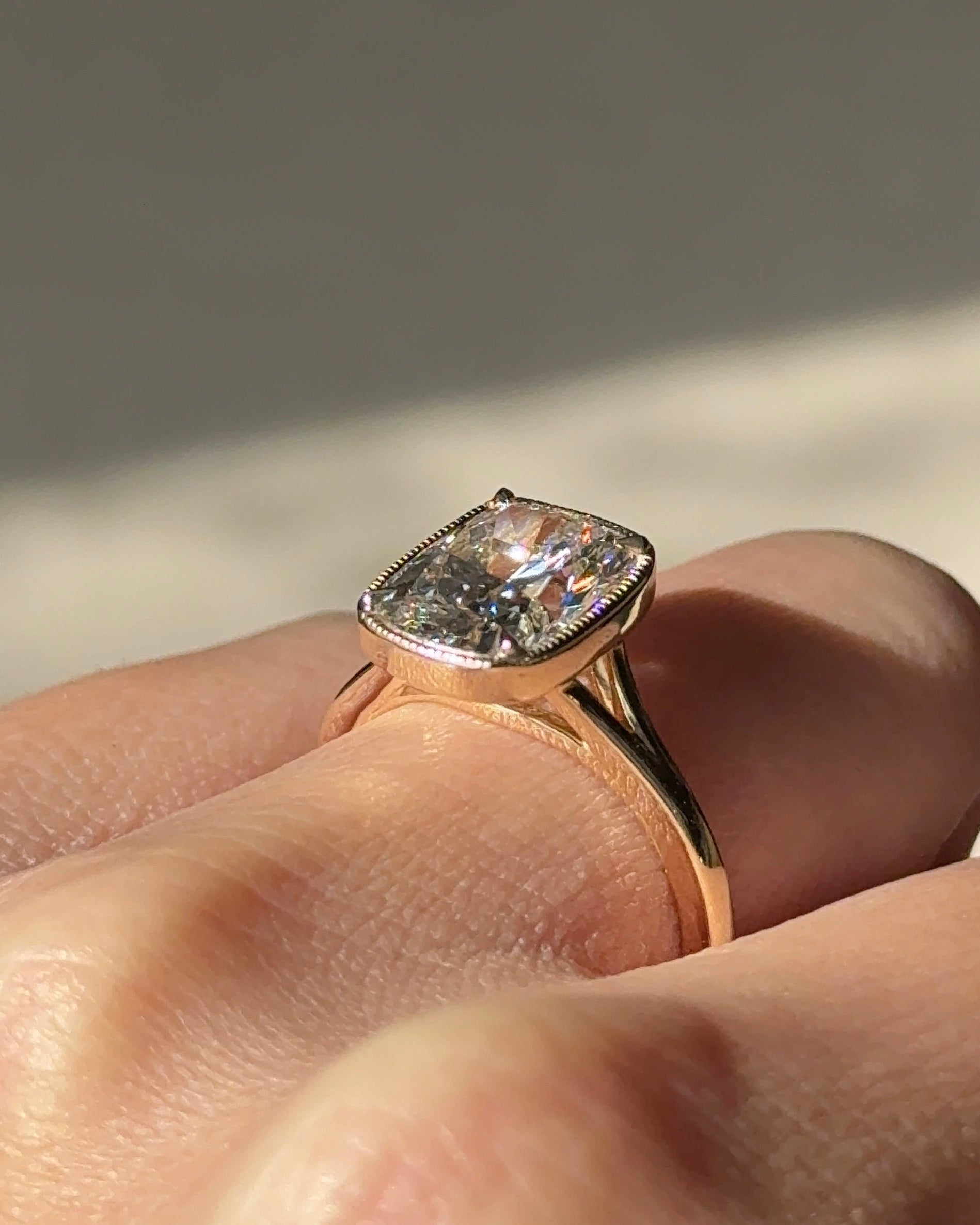 Marquise Shaped Three Stone Lab Grown Diamond Engagement Ring