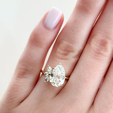 Marquise Shaped Three Stone Lab Grown Diamond Engagement Ring