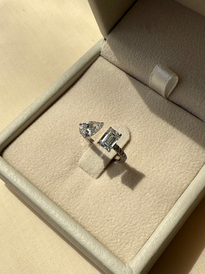 Marquise Shaped Three Stone Lab Grown Diamond Engagement Ring