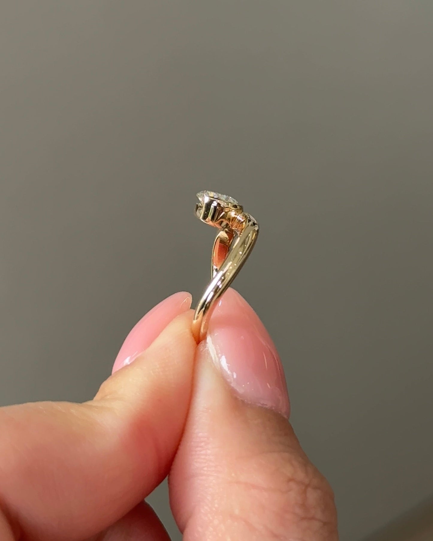 Marquise Shaped Three Stone Lab Grown Diamond Engagement Ring