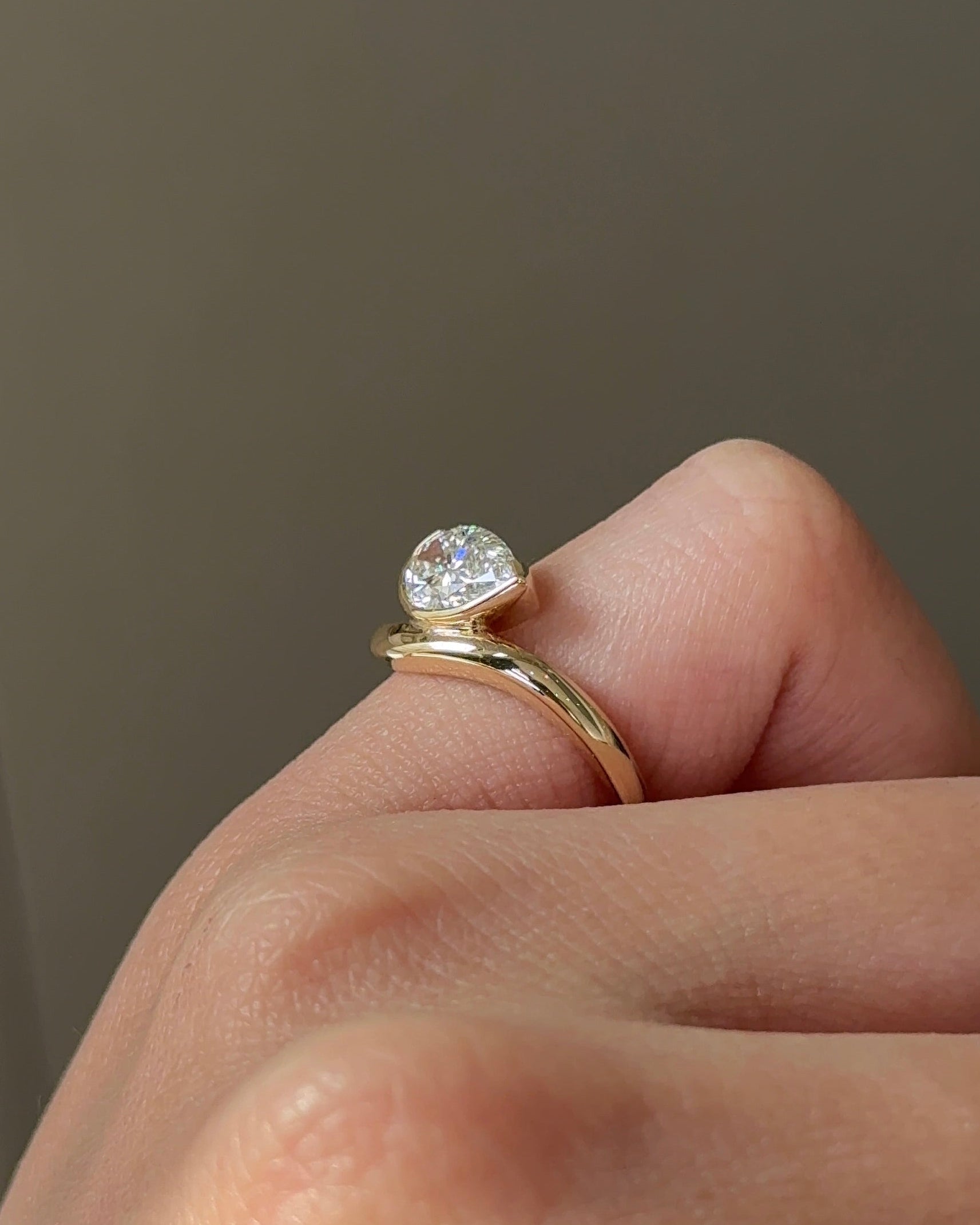 Marquise Shaped Three Stone Lab Grown Diamond Engagement Ring