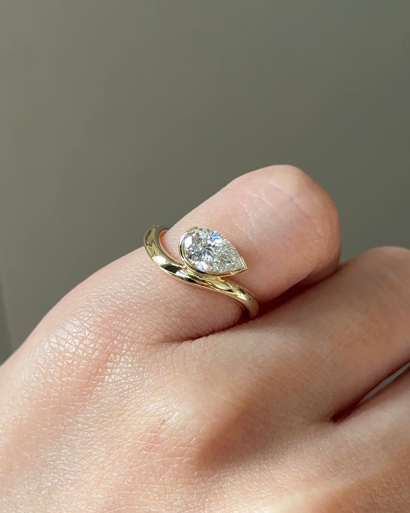 Marquise Shaped Three Stone Lab Grown Diamond Engagement Ring