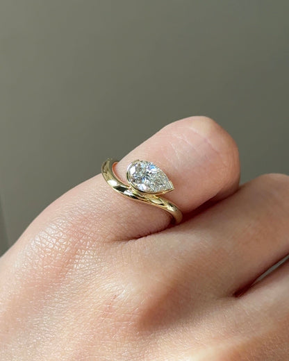 Marquise Shaped Three Stone Lab Grown Diamond Engagement Ring