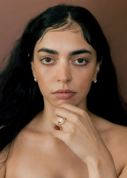 2.5 CT Pear Cut Solitaire Lab Grown Diamond Ring With Minimal Pave Band