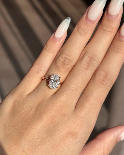 Marquise Shaped Three Stone Lab Grown Diamond Engagement Ring