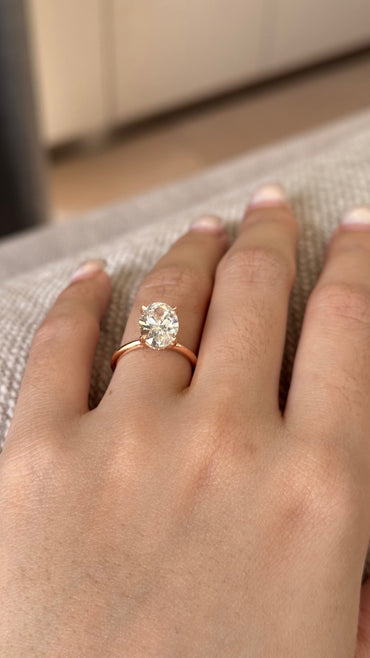 Marquise Shaped Three Stone Lab Grown Diamond Engagement Ring