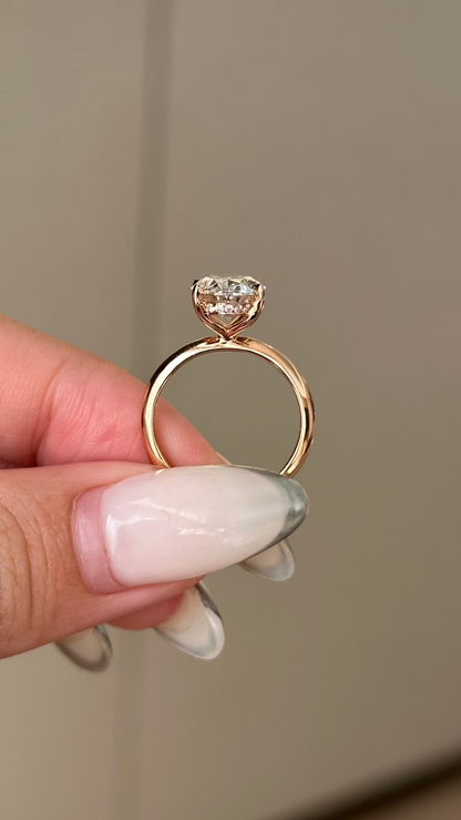 Marquise Shaped Three Stone Lab Grown Diamond Engagement Ring