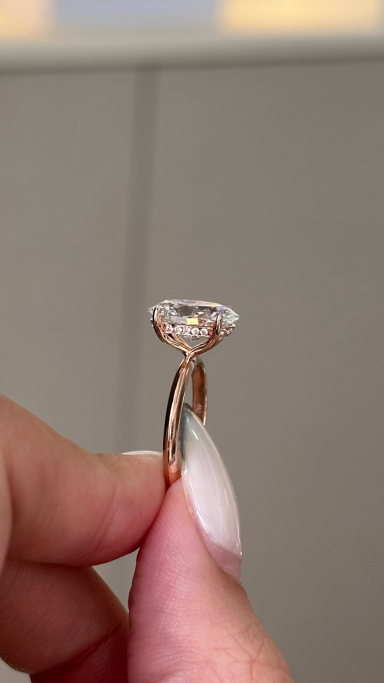 Marquise Shaped Three Stone Lab Grown Diamond Engagement Ring