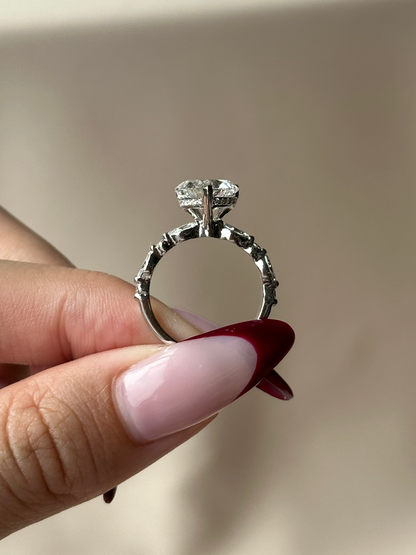 Marquise Shaped Three Stone Lab Grown Diamond Engagement Ring