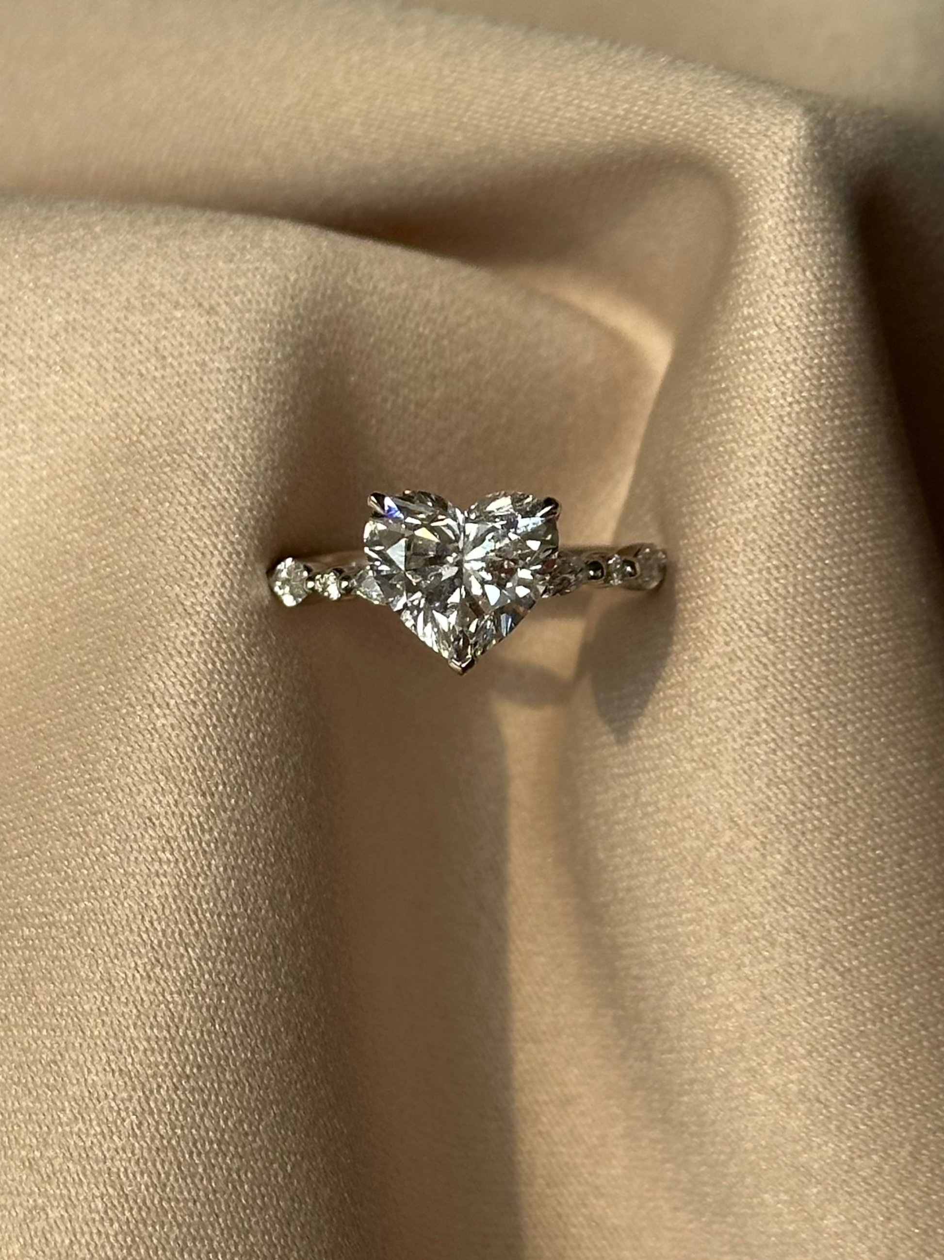 Marquise Shaped Three Stone Lab Grown Diamond Engagement Ring