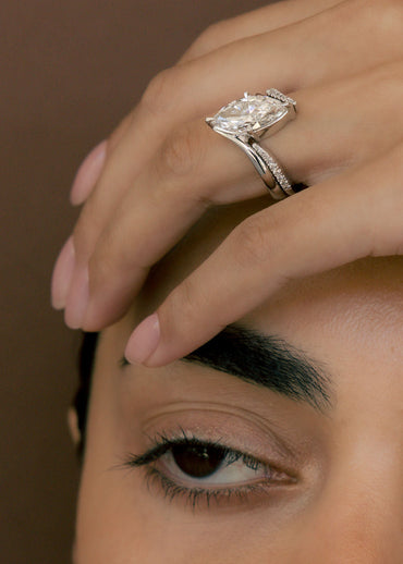 2.5 CT Marquise Cut Solitaire Lab Grown Diamond Ring With Wrap Pave Band