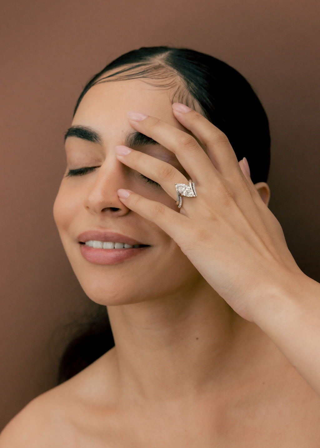 2.5 CT Marquise Cut Solitaire Lab Grown Diamond Ring With Wrap Pave Band