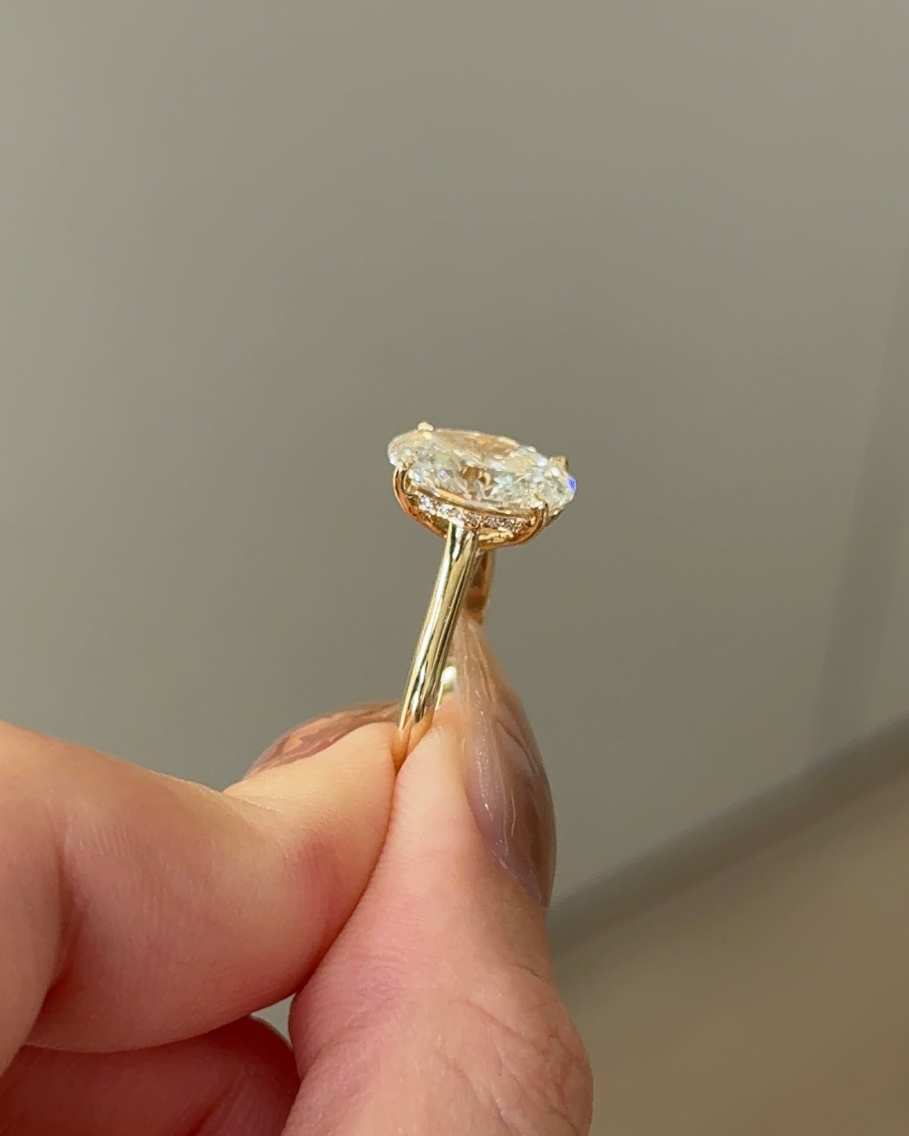 Marquise Shaped Three Stone Lab Grown Diamond Engagement Ring