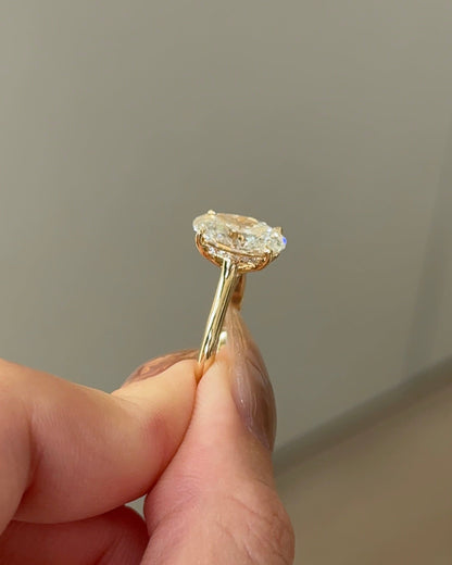 Marquise Shaped Three Stone Lab Grown Diamond Engagement Ring