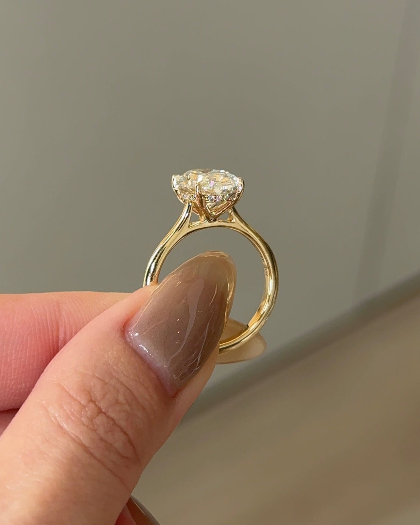 Marquise Shaped Three Stone Lab Grown Diamond Engagement Ring