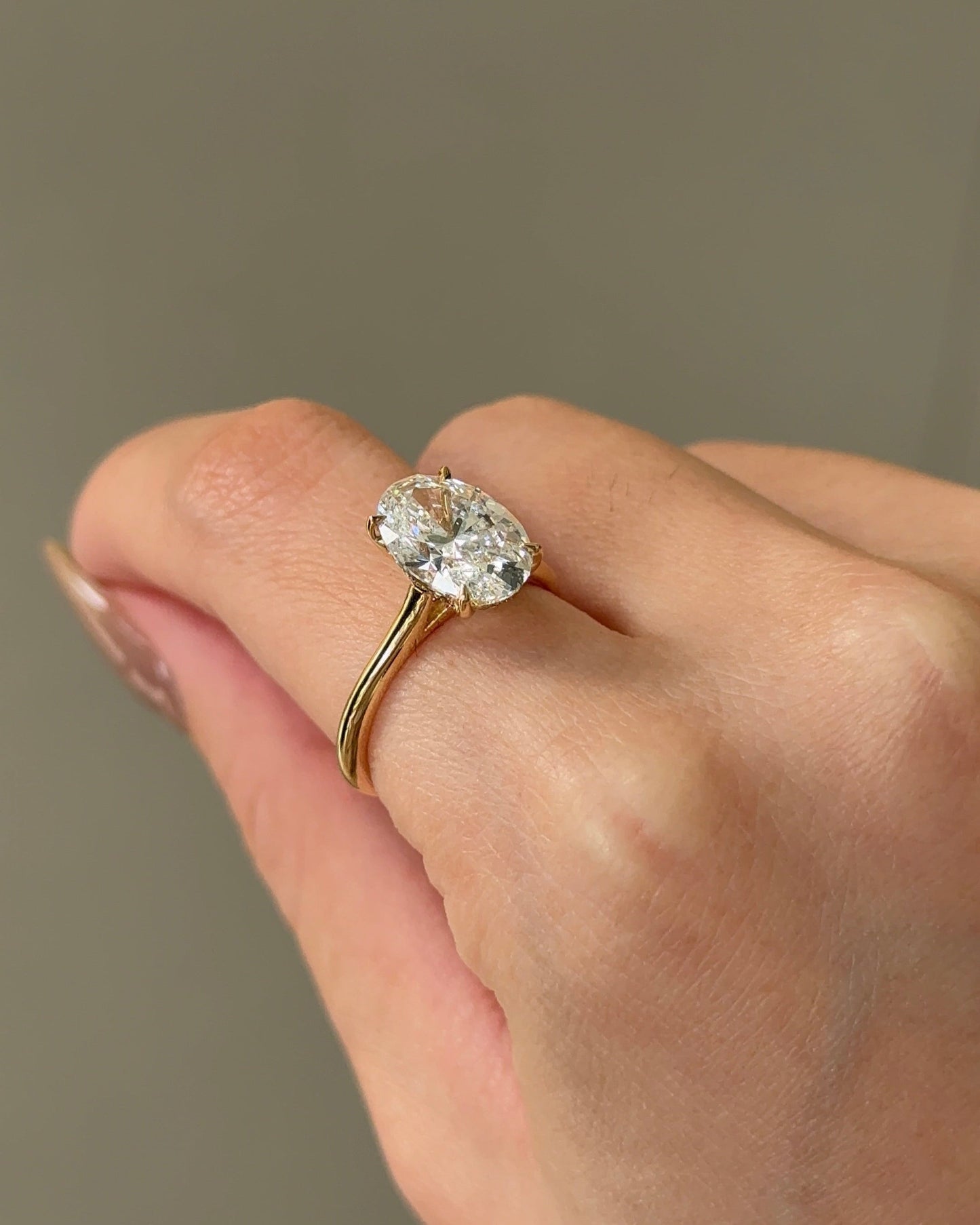 Marquise Shaped Three Stone Lab Grown Diamond Engagement Ring