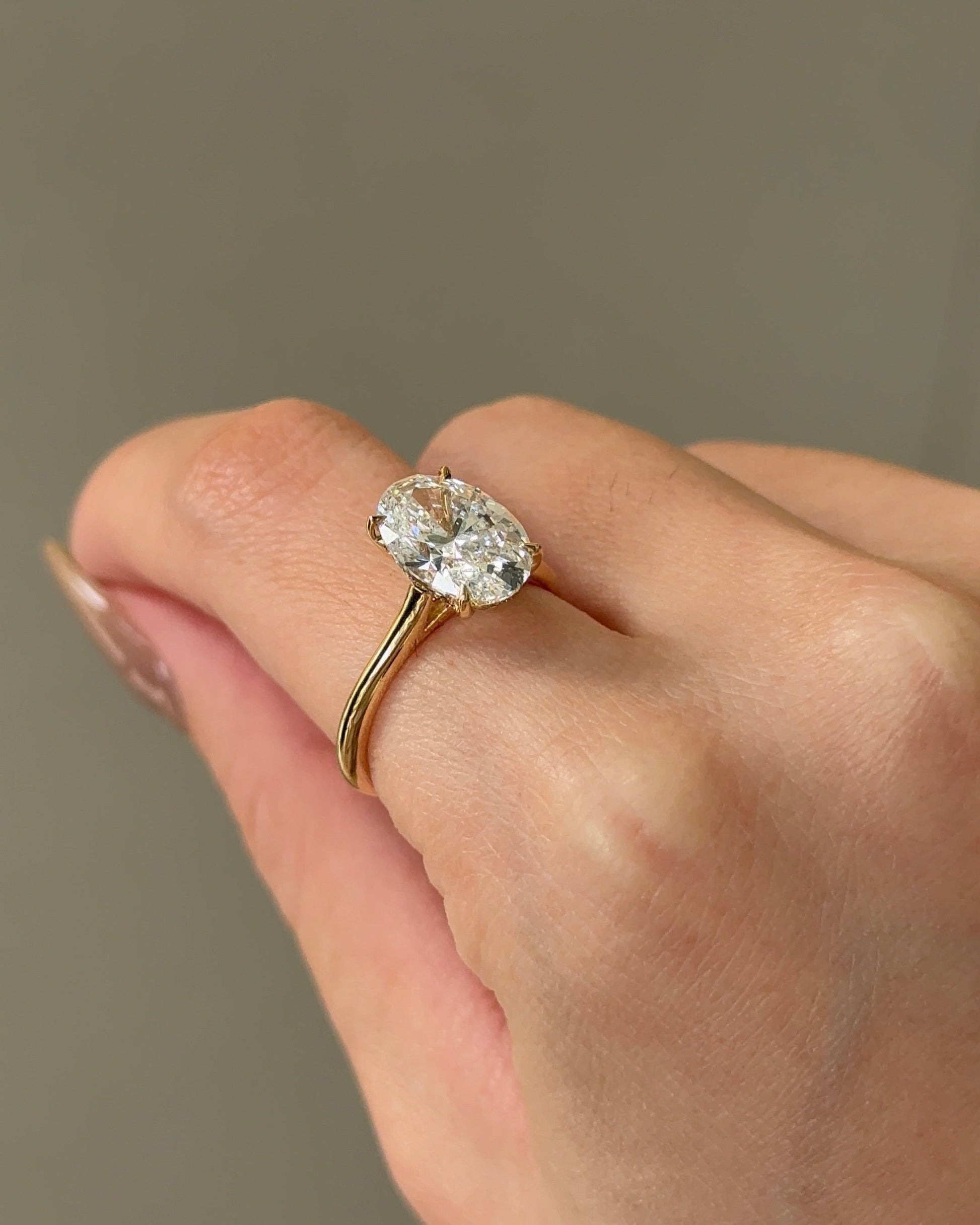 Marquise Shaped Three Stone Lab Grown Diamond Engagement Ring