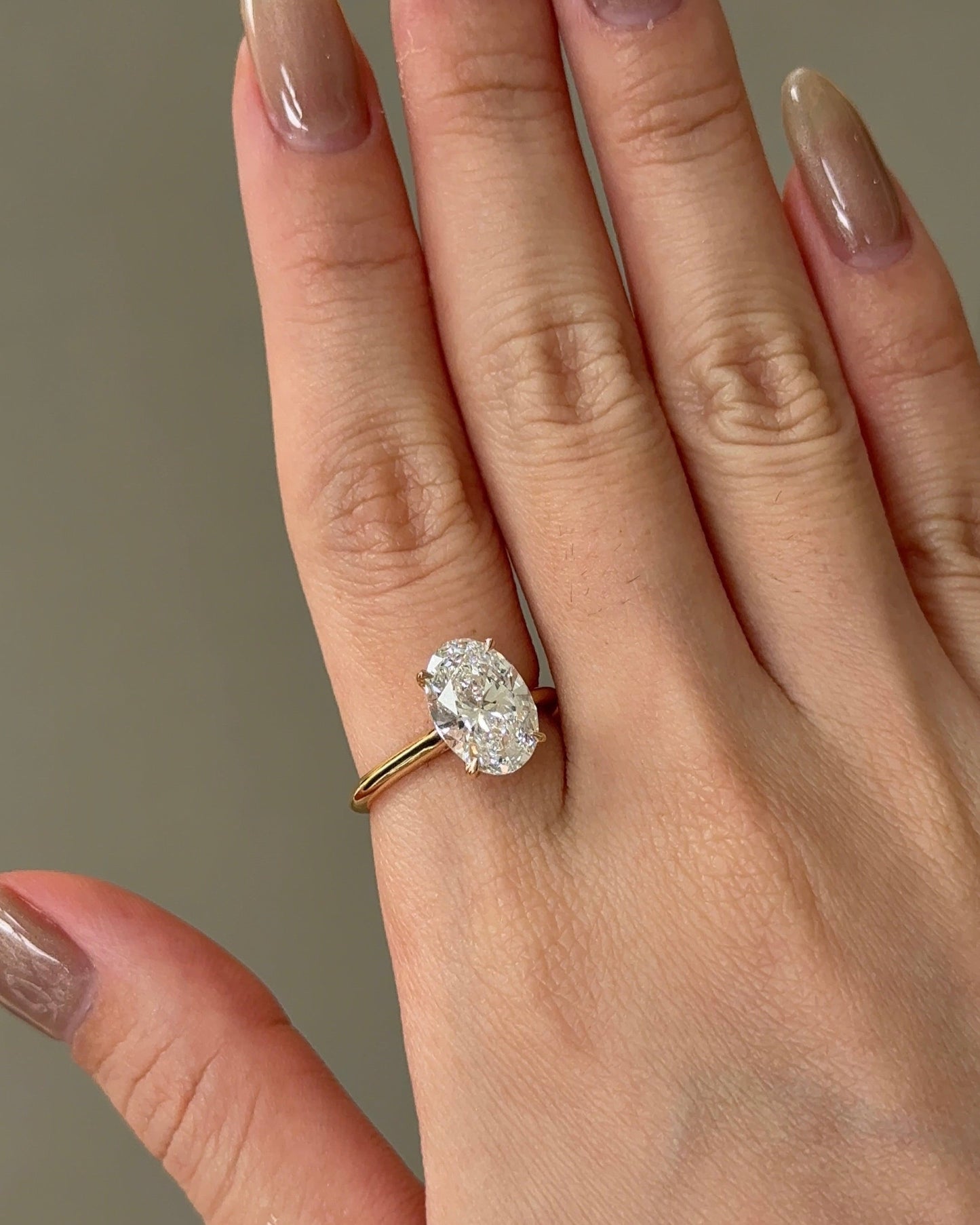 Marquise Shaped Three Stone Lab Grown Diamond Engagement Ring