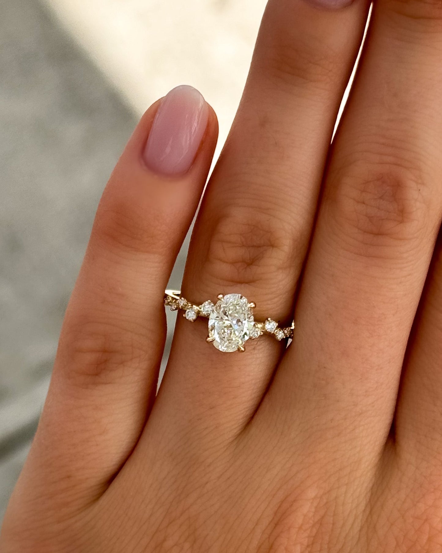Marquise Shaped Three Stone Lab Grown Diamond Engagement Ring