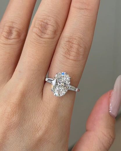 Marquise Shaped Three Stone Lab Grown Diamond Engagement Ring