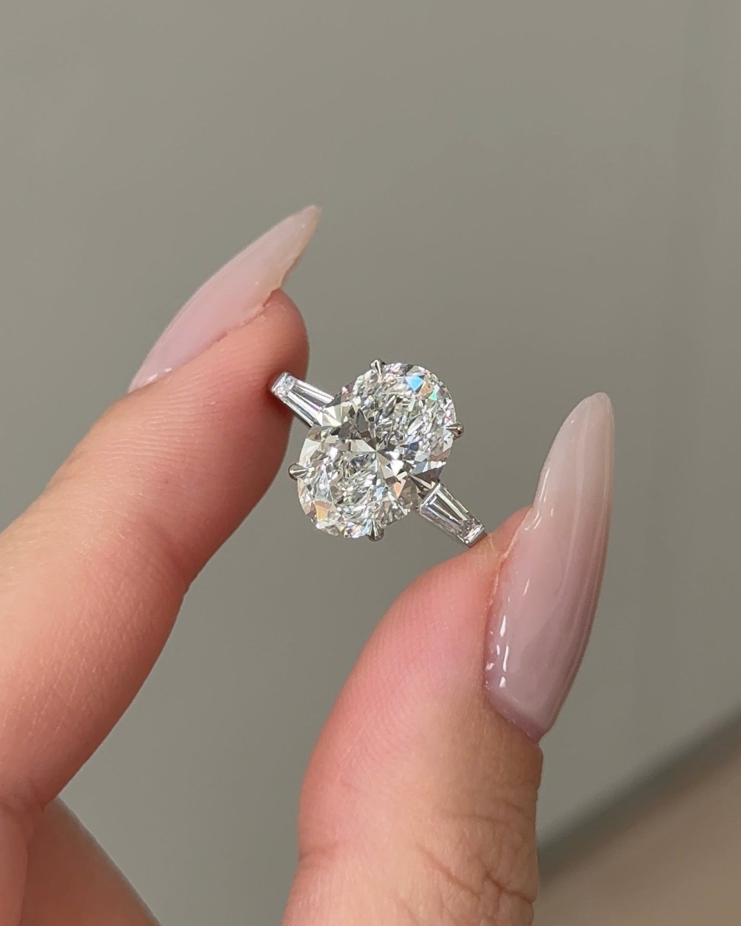 Marquise Shaped Three Stone Lab Grown Diamond Engagement Ring