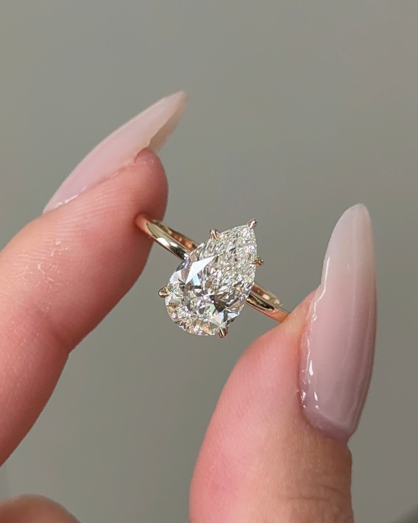 Marquise Shaped Three Stone Lab Grown Diamond Engagement Ring