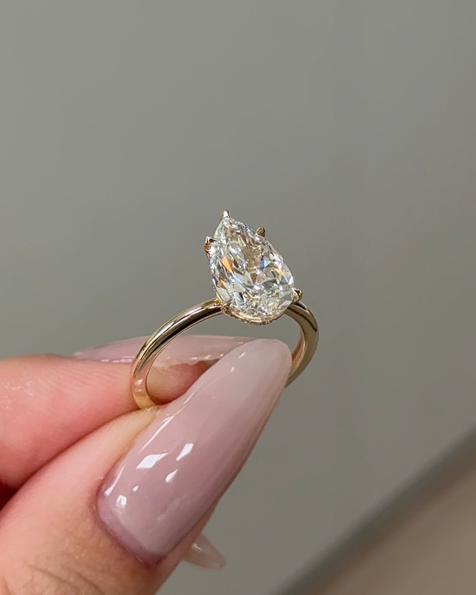 Marquise Shaped Three Stone Lab Grown Diamond Engagement Ring
