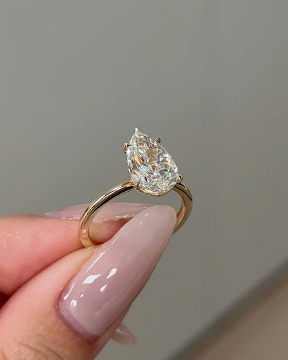Marquise Shaped Three Stone Lab Grown Diamond Engagement Ring