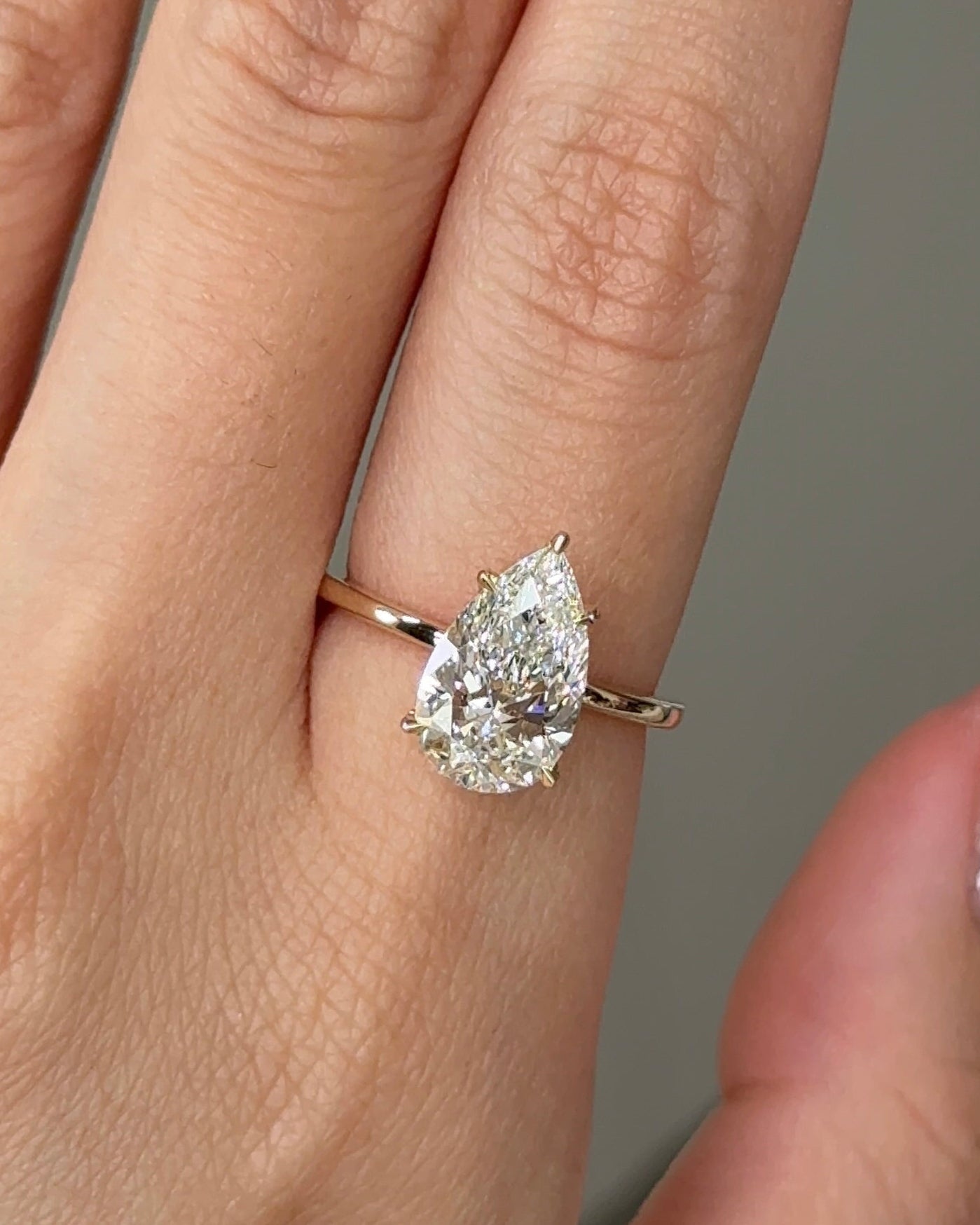 Marquise Shaped Three Stone Lab Grown Diamond Engagement Ring