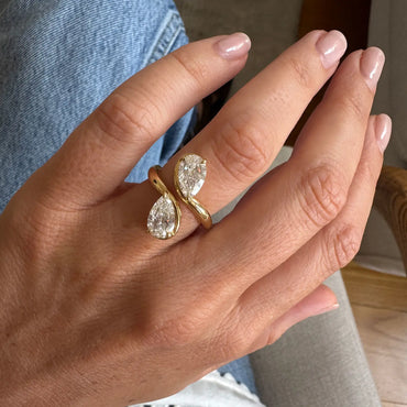 Timeless 2.4 CT Pear Cut Toi Et Moi Styled Lab Grown Diamond Engagement Ring