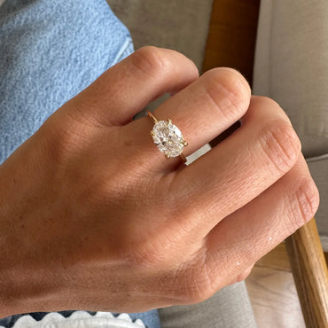 Timeless 2 CT Oval Cut East-West Solitaire Lab Grown Diamond Engagement Ring