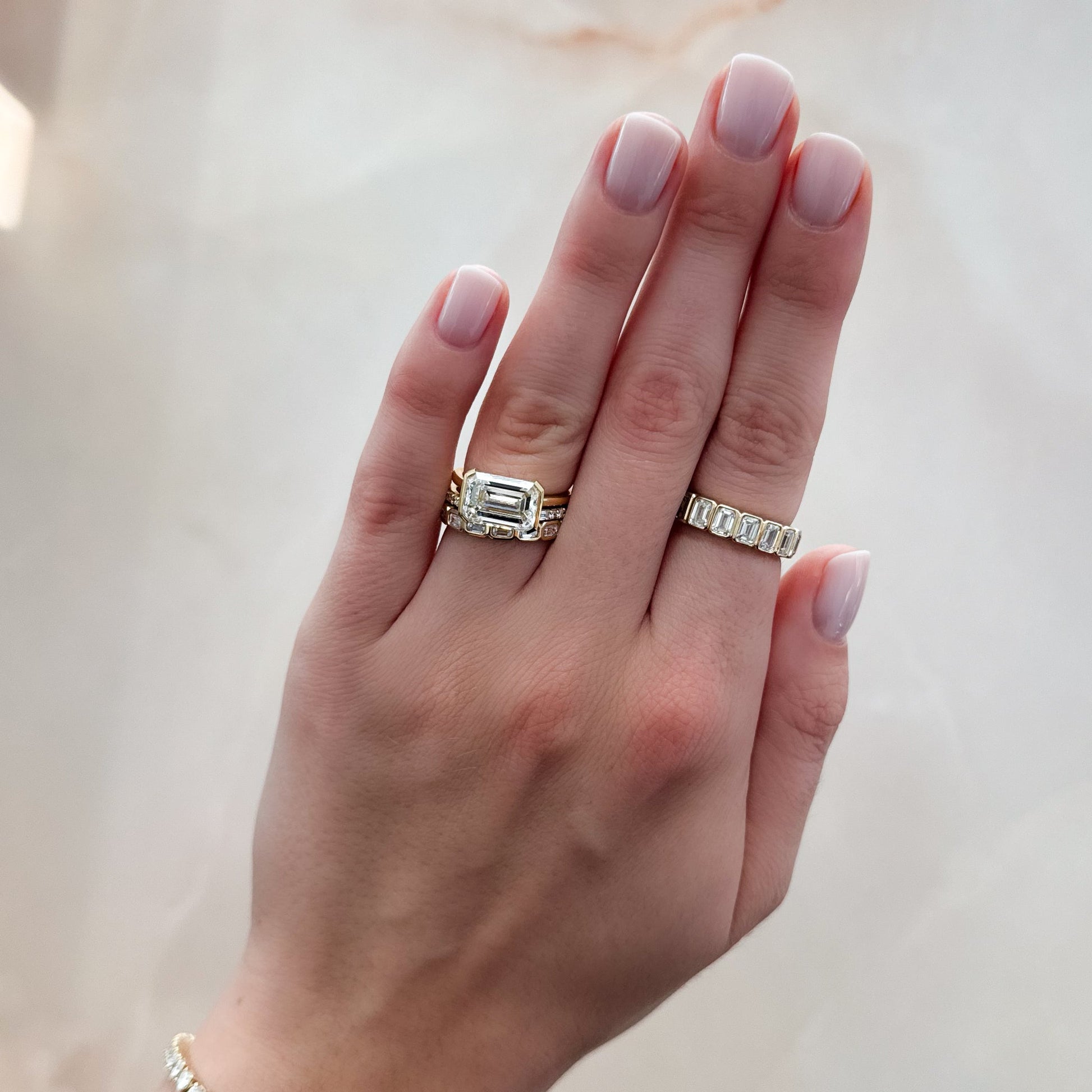 Marquise Shaped Three Stone Lab Grown Diamond Engagement Ring